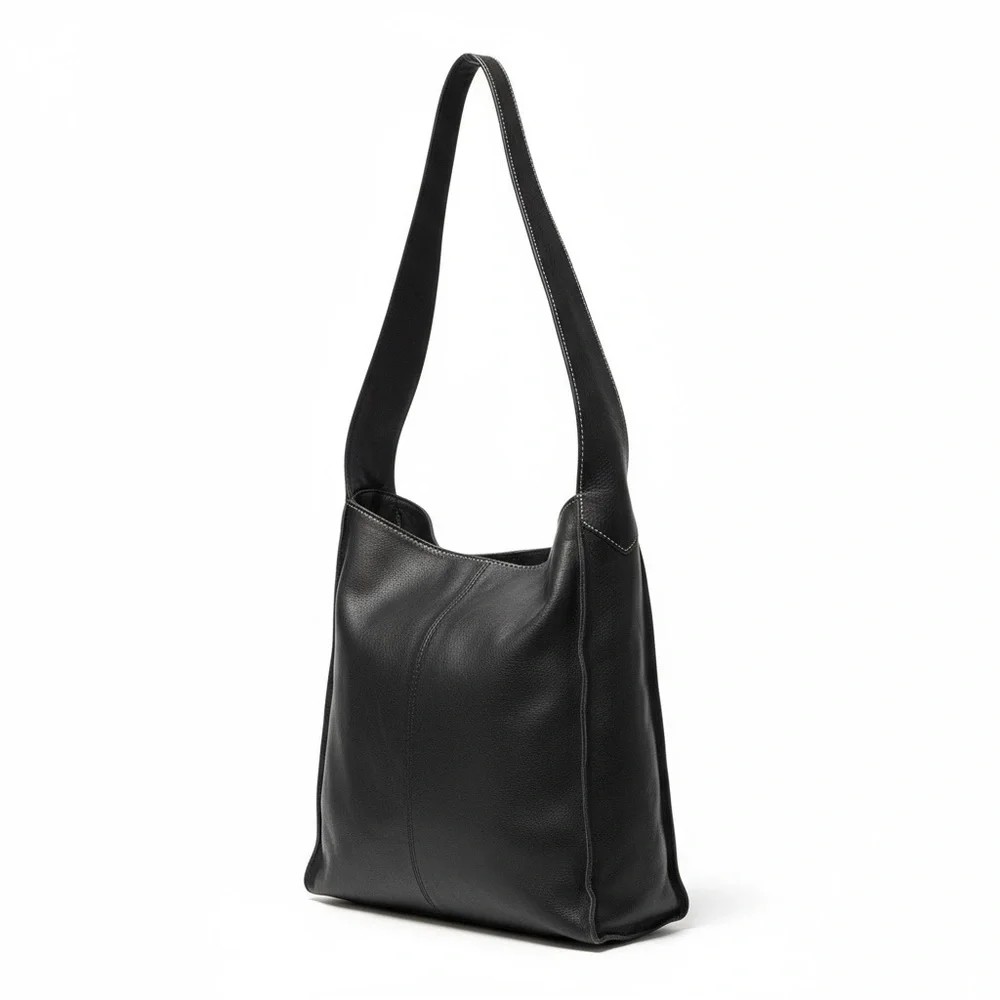 👜 American Leather Co.‎ Chevron Leather Shoulder Bag | Black Cream Mustard
